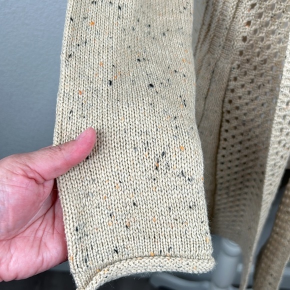 Studio Works Tan Knit Speckled Long Sleeve Cardigan Sweater Size Small - Picture 3 of 7
